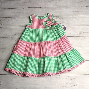 Kiks Vintage Baby Girl's Gingham Dress Size 12 Months Sleeveless Tiered